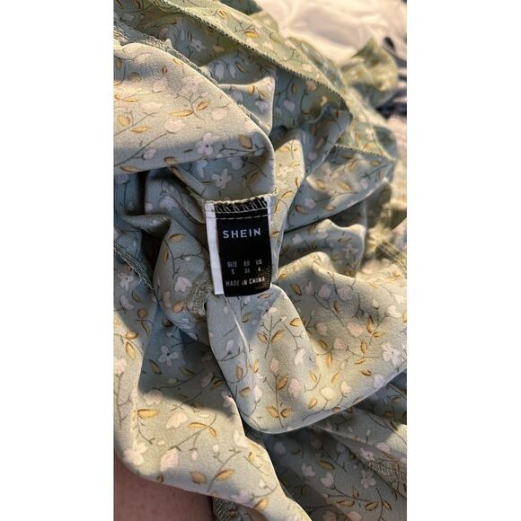 Womens Shein Green Floral Dress Size Small EUC - Picture 4 of 4